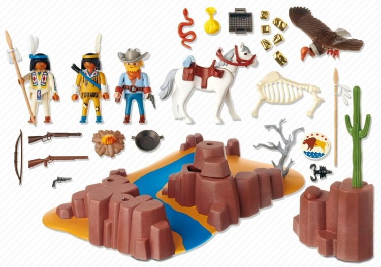 Playmobil western 2 gray wolf heads for your indian warriors